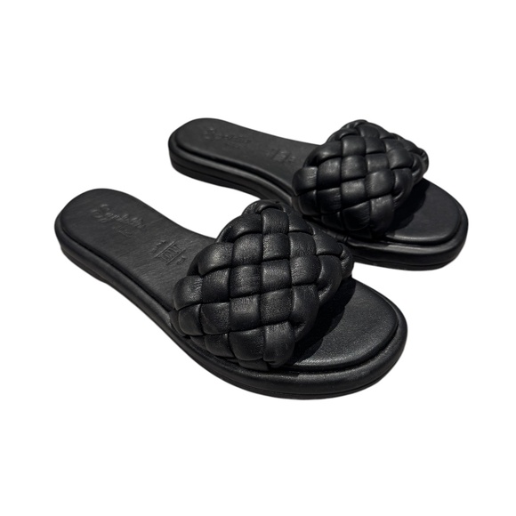 SEYCHELLES black braided leather slide sandals - size 6 - Picture 1 of 4